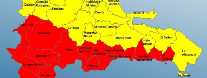 COE aumenta a 14 las provincias en alerta roja y a 18 en amarilla