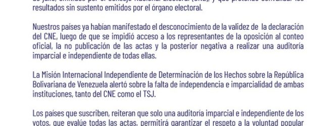 RD y otros 10 países rechazan anuncio del TSJ de Venezuela sobre elección de Maduro